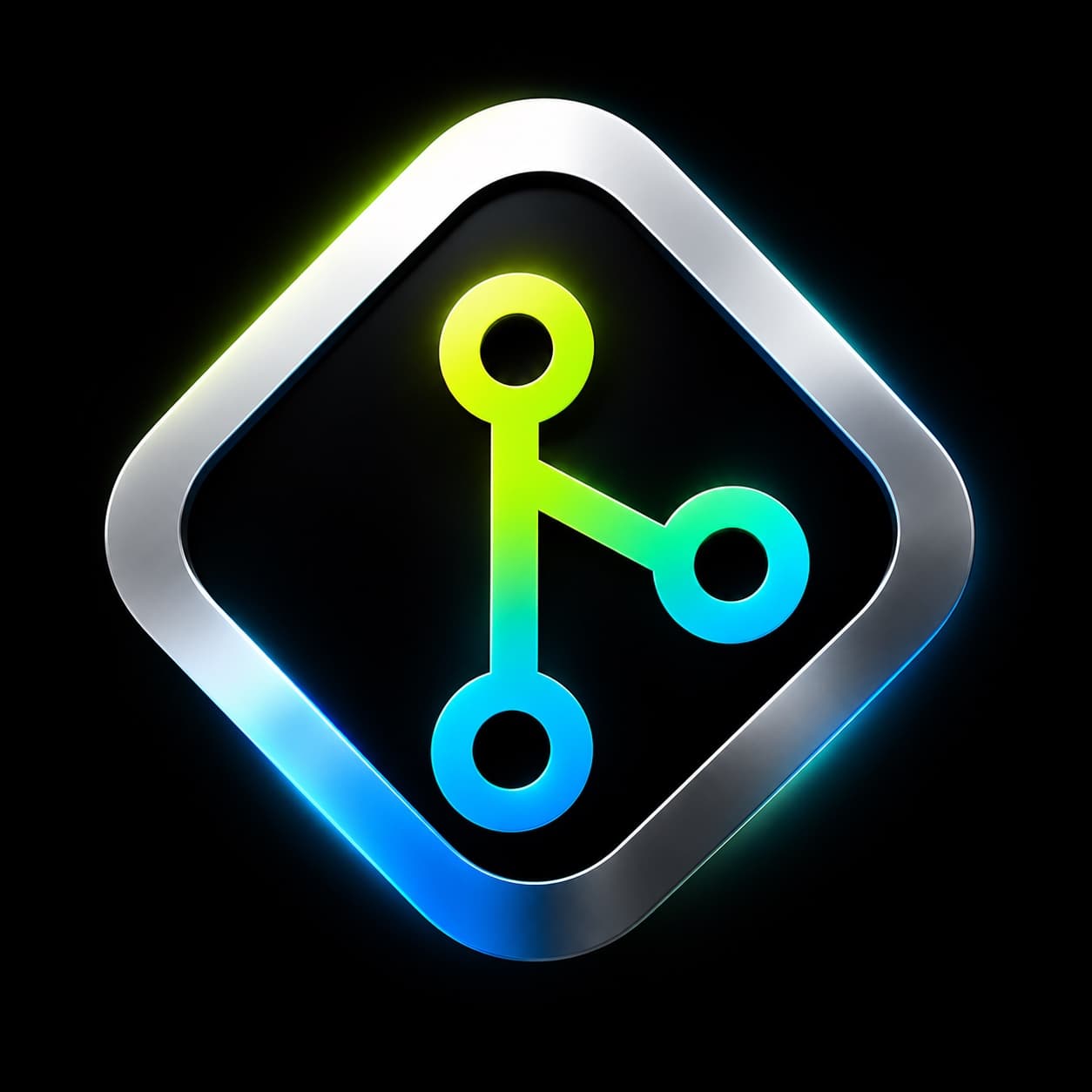 Chrome Push2Start diamond with luminous lime and cyan branches